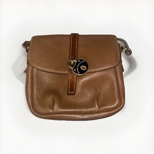 Vintage Dooney & Bourke All Weather Leather Crossbody Bag Brown Logo Lock
